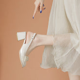 Tacones gruesos y suaves con tiras únicas y geniales para mujer